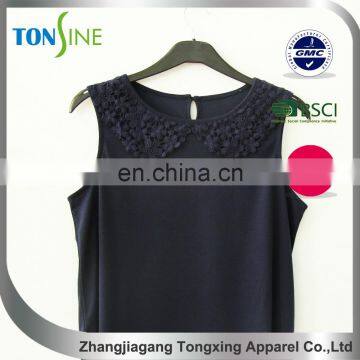Women's 1/4 no Sleeve Lace Top With Polyester photo-4