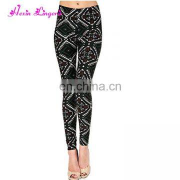 no moq wholesale women flower polyster spandex plus size leggings print