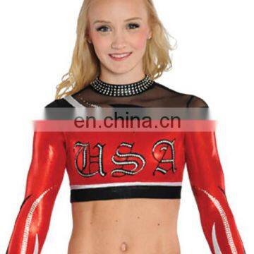 2015 Customized Abstract Wave Yoke Cheer Crop Top cheerleading uniforms