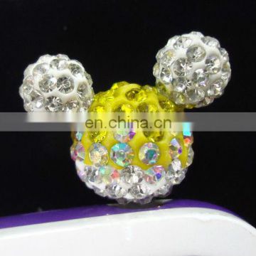 Wholesale custom rhinestone cell phone custom anti Mickey dust plug charm for iPhone MCD-0033