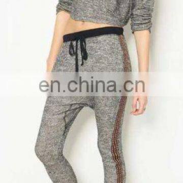 women fashion dropped crotch drawstring tapered sweat pants