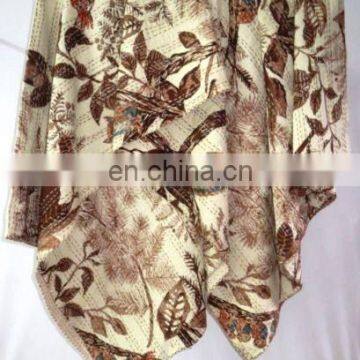 Reversible kantha handmade throw queen bedspred manufacturer