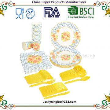 Disposable Dinnerware Set Kids Party Supplies - Includes Plastic Knives Spoons Forks Paper Plate Cup Napkin photo-2