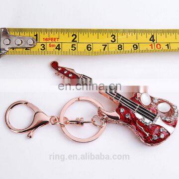 Musical Instruments Red Enamel Guitar Rock Band Keychain Jewelry photo-3