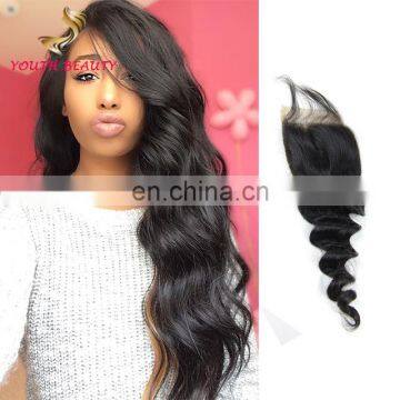 NO CHEMICAL PROCESS 100% brazilian human virgin 9A hair lace closure in loose wave CUTICLE ALIGNED hair