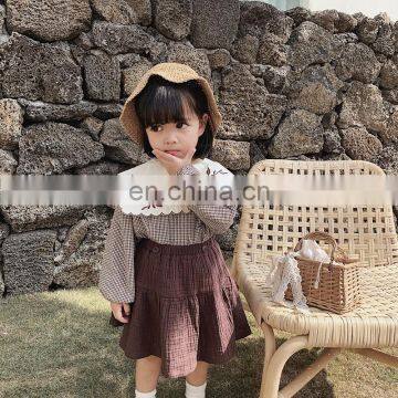 6140/ 2020 Newest Sweet Fashion Elegant Plaid Kids Shirt Spring Autumn Girls Long Sleeve Embroidered Shirt photo-6