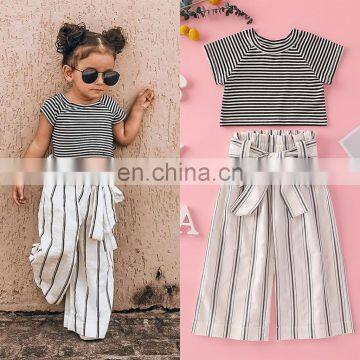 Baby Girls Sets 2 pcs Kid Baby Girl Cotton Striped T-shirt + Pants Outfits