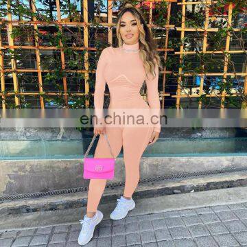 New Styles 2020 Women Solid Color Bodycon Jumpsuit Ladies Sportswear Long Playsuit Women Jumpsuit photo-3