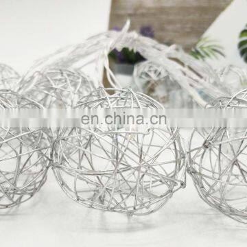 YIWO Holiday Decoration Christmas Led Light Silver Metal Ball Shaped String Lights Golden Fairy Lights For Home Party Decoration photo-5