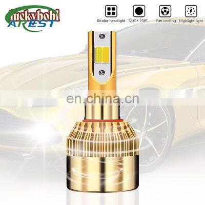 9005 9006 H7 H1 H11 9012 HB5 H4 Double Color LED Headlight Bulbs Kit 76W 3000K 6000K Car Fog Lamp Hi/Lo Beam Light Bulbs Replace