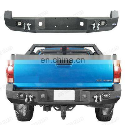 Black Textured Steel Rear Bumper for Tacoma Bumper 4X4 Parts Offroad Accessories with led