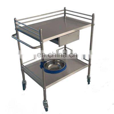 Hospital stainless steel medical treatment trolley operating instrument trolley