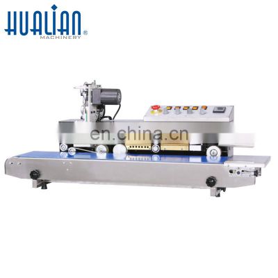 FRS-1010I Hualian Ribbon Printing Code Packing Oil Food Pouch Continuous Plastic Bag Heat Band Sealer Sealing Machine