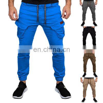 custom Logo Oversized casual cargo pants bunched feet with pockets men jogger pants for sports