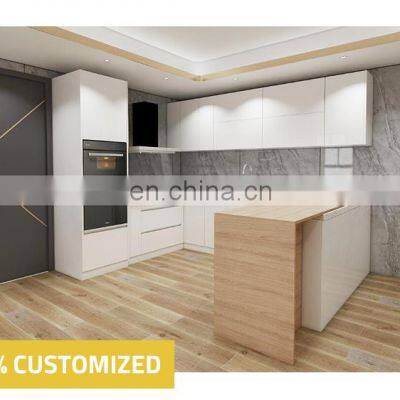 L-shaped White Solid Wood Modern Contemporary Quartz Top Kitchen Cabinets Cocinas photo-5