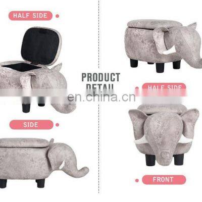 Animal Elephant Shaped Kids Storage Stool for Living Room Furniture photo-3