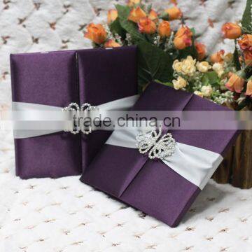 2014 Luxury Wholesale Silk Invitation Boxes with Brooch