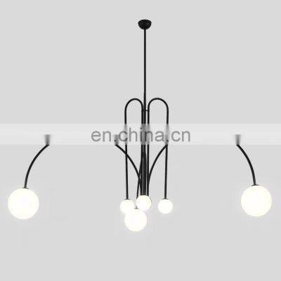 Modern Style Indoor Villa Pendant Light Home Hotel Decorative Black Red LED Ceiling Chandelier