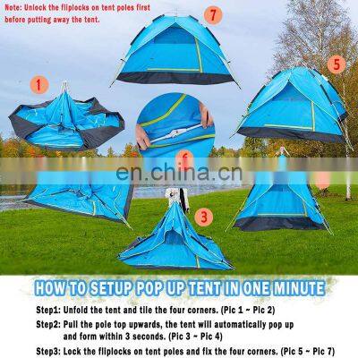 3-4 Person Family Big Portable Outdoor Tent Large Space Automatic Waterproof Camping Tent photo-3