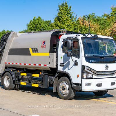 Community garbage station docking transport vehicle Guolu Dongfeng D7 compression garbage truck