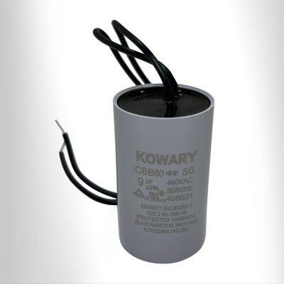 CBB60 Metallized polypropylene film AC motor start capacitor(column, plastic case)