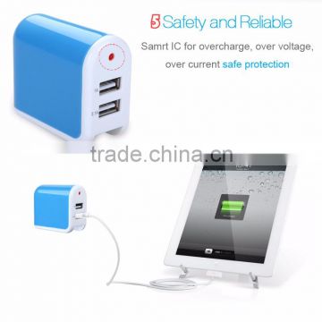 Shenzhen Dual USB Mobile Travel Charger factory price 5V 2.1A mini 2-Port dual USB wall Charger