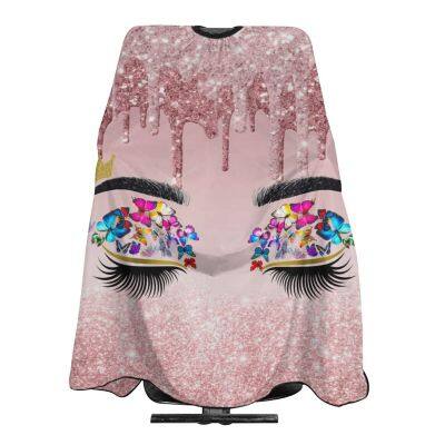 Barber Cape Hello Glitters Gorgeous Eyelash Pink Salon Apron Hair Cutting Cape Barbershop Kits For Women