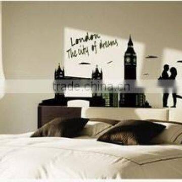 removable fashion city london glow in dark wall decoration sticker