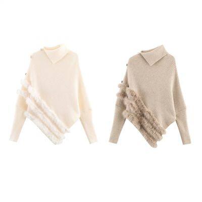 2025 New Fashion Elegant Women's Shoulder-Button Irregular Pullover Knit Top