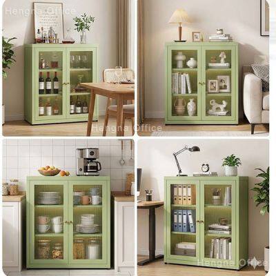 Minimalist Arch Design Metal Credenza SD-O854 With Reeded Glass Door | Steel Office Supplies & Printer Stand Cabinet 350mm Depth for Home Office photo-3