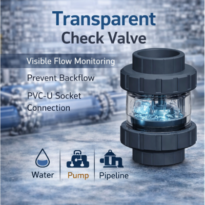 Прозрачный обратный клапан PVC-U с видимым потоком, обратный клапан метрический с гнездом