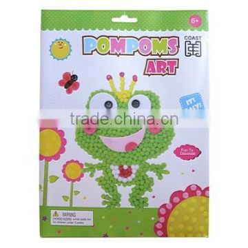 Kids diy art craft kit, Frog design pompoms art