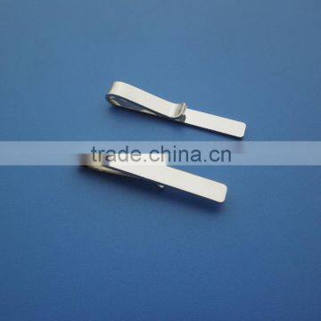 Brass Curved Blank Mens Tie Clip Tie Bar Set Brushed Silver in Gift Box photo-3