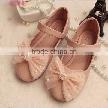 2015 Hot Sales Baby Girls Shoes Noble Bow Princess Baby Shoes Girl Leather Casual Shoes