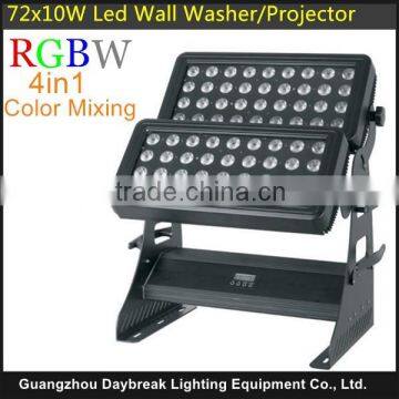 Double row RGBW 4in1 10w x 72pcs led wall washer hotel high power led projector wall washing colorful effect DMX / Auto run