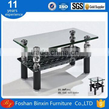 Living room furniture modern RB-2906 rectangular glass coffee table aluminum alloy metal tea table