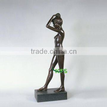 Bronze standing naked lady sculpture