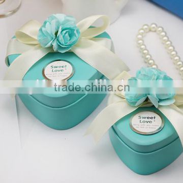 Top sell Tinplate heart small size wedding favors tin box tiffany blue candy box