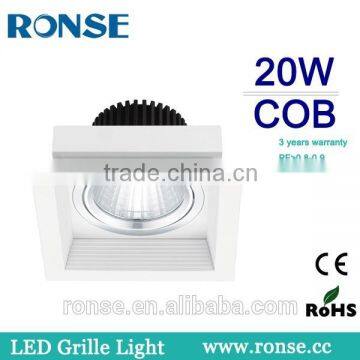 Ronse 20W adjustable led cob grille light ce rohs 2016 hot sale(RS-2114-1(C))