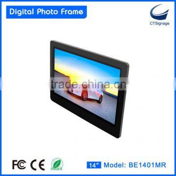 14 inch large size digital photo frame support photo/ music/video OEM muti-functional large size big screen