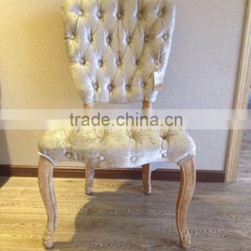 Beige restaurant used velvet tufted dining chair