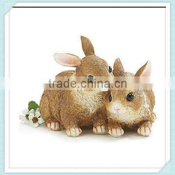 Easter decor brown bunny rabbit joined together figurine