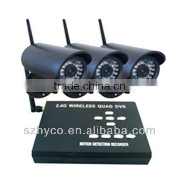 2.4G home surveillance wireless camera kit support sd card for long time recording