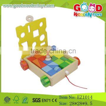 2015 New Educational Wooden Toys Blocks Cart Kids Building Blocks