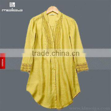 ladies' cotton lace shirt plain fabric blouse long sleeve top skirt