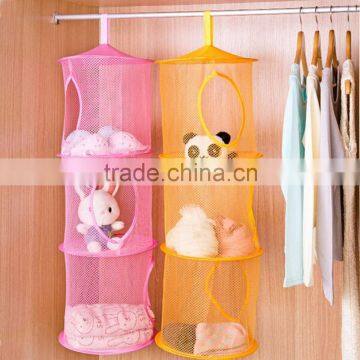 3 Shelf Layer Hanging Storage Basket Bags Net Kids Toy STuffed Plush Organizer Bag Bedroom Wall Door Closet photo-2