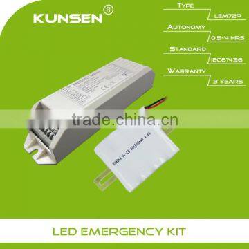 Emergency battery pack for 5W LED lighting with external driver