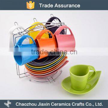 Modern colorful household coffee porcelain cup and saucer