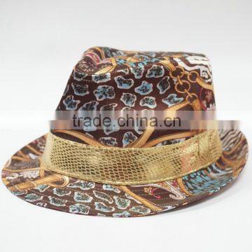 Fashion custom printed polyester fedora hat