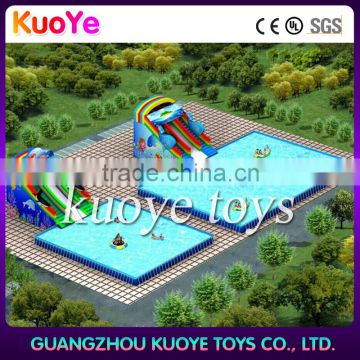 inflatable water slide with frame pool,outdoor inflatable water park,big inflatbale water park for adults